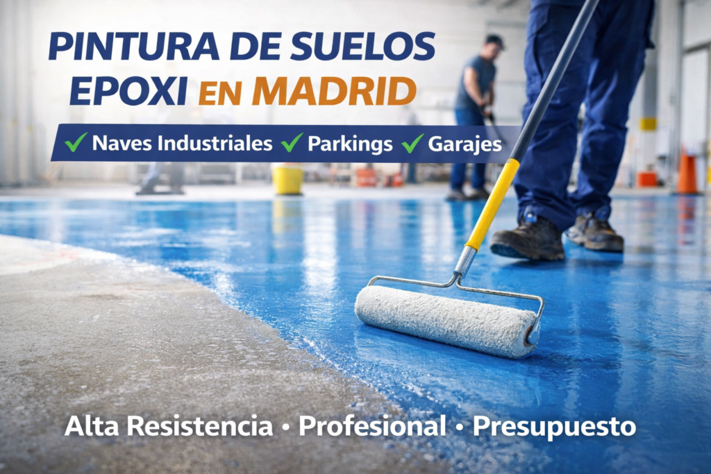 Pintura de suelos epoxi en Madrid para naves y parkings